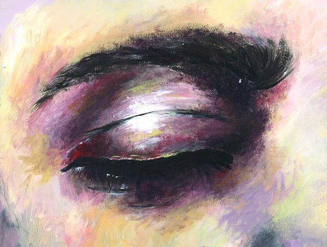 Close up of dark closed eye.